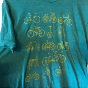 GREEN Choke T-shirt with bicycle graphics.  Size XL.  Unisex.